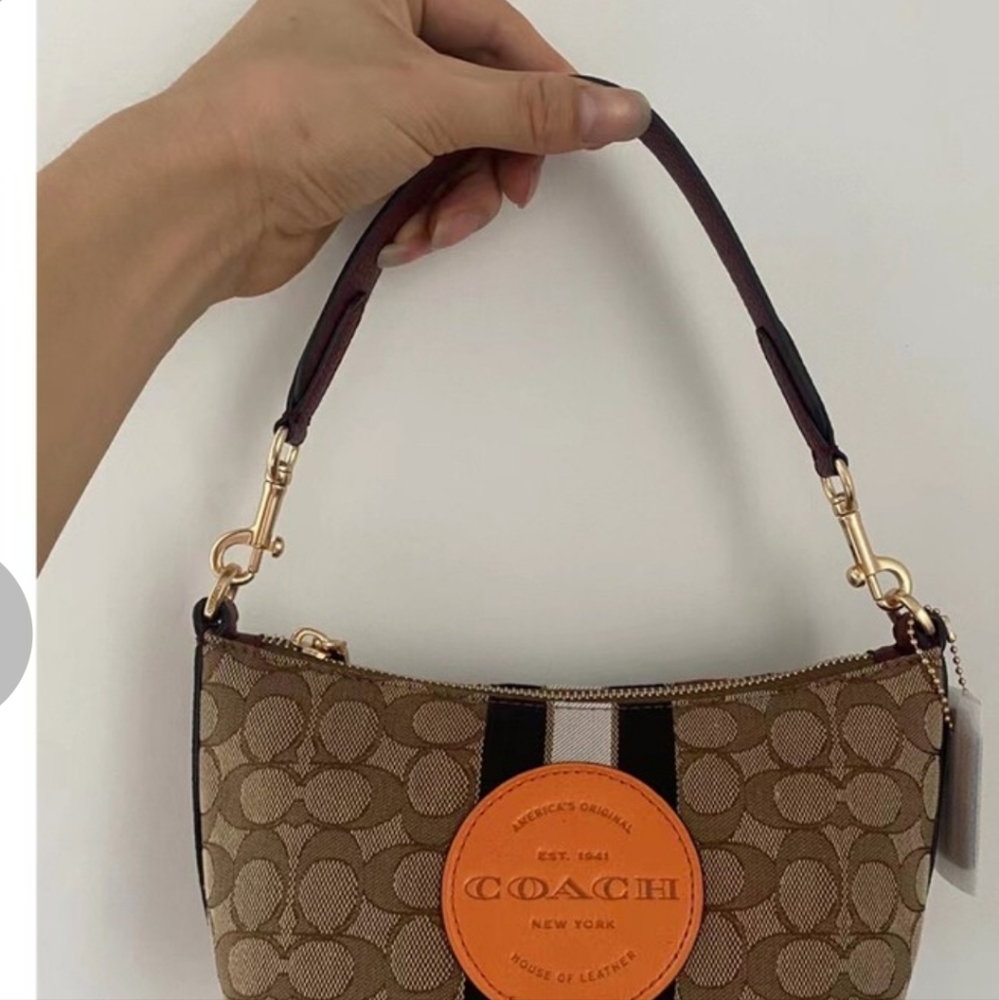 Coach Dempsey Shoulder Bag in Signature Jacquard With Stripe and Patch - Picture 2 of 13